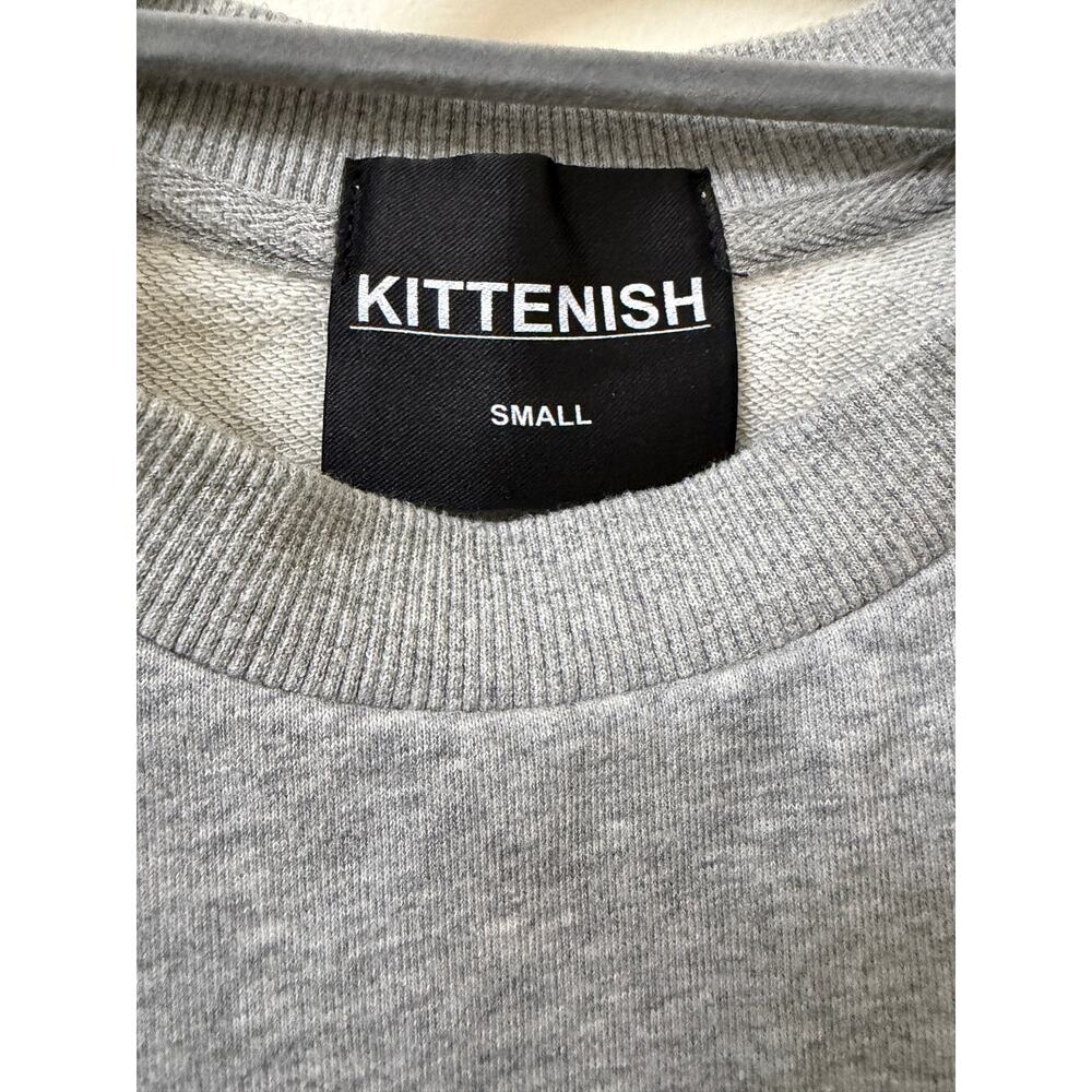 Kittenish Cropped Sweatshirt S Gray Leopard Stripe Sleeve Jessie James Decker - Picture 5 of 9
